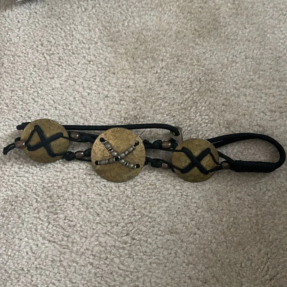 Vintage Metal/Bead/Bungee Belt Accessory 30” M